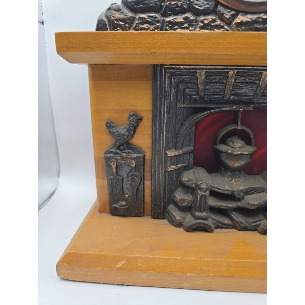 United Clock Corp. Hearth Roosters Lighted Motion Fireplace Clock Model 402